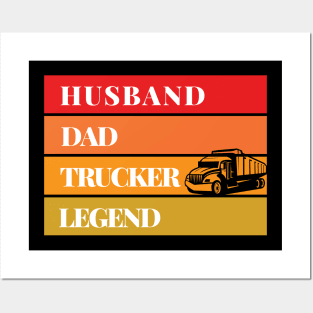 Husband Dad Trucker Legend Posters and Art